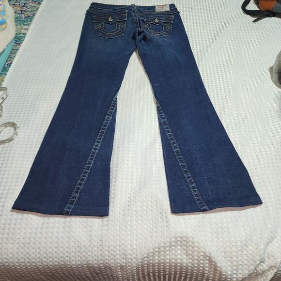 TRUE RELIGION EUC WOMEN'S SIZE 29 JOEY FLARE DENIM BLUE JEANS - Picture 6 of 10